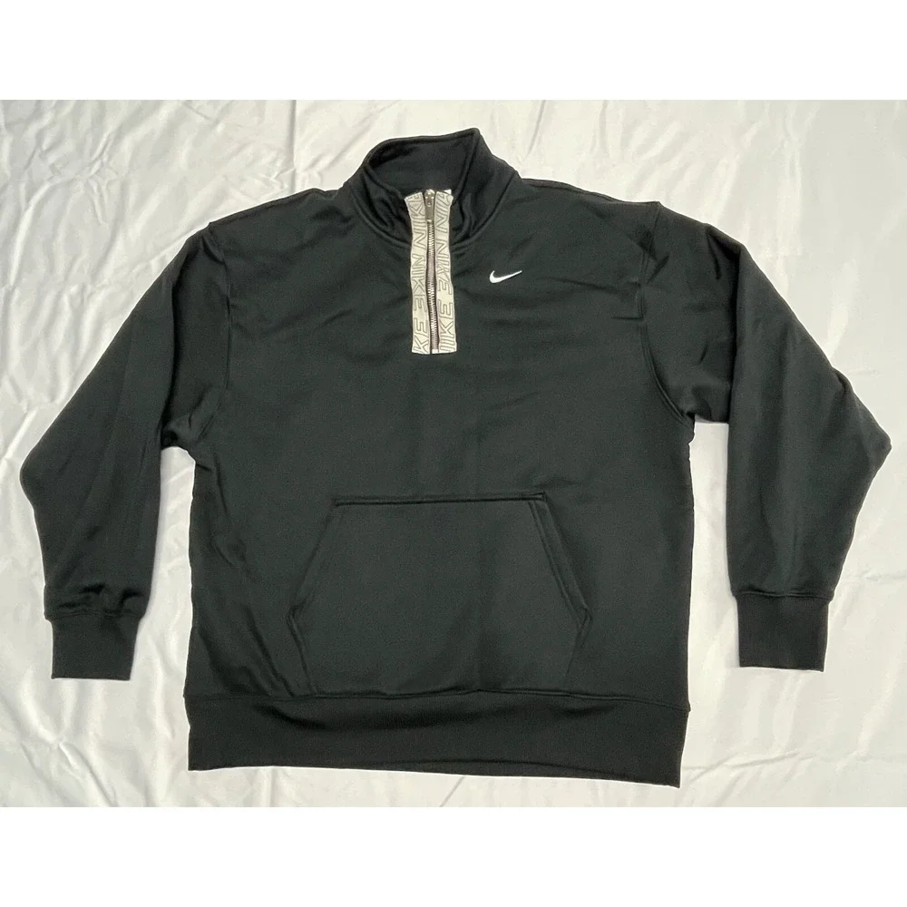 Nike Women's Therma 1/2-Zip Graphic Training Crew CU5710-011 Size M Black/White